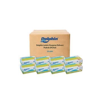 Dolphin 20x100 Adet Pudralı M Beyaz Lateks Eldiven