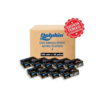 Dolphin 20x100 Adet S Çok Amaçlı Siyah Nitril Eldiven