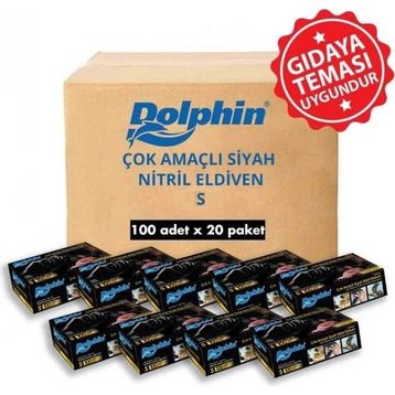 Dolphin 20x100 Adet S Çok Amaçlı Siyah Nitril Eldiven