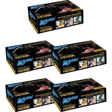 Dolphin 5X100 Adet M Çok Amaçlı Siyah Nitril Eldiven