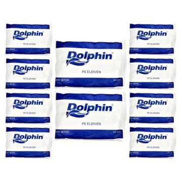Dolphin Büyük Boy 100 Adetlik Pe İş Temizlik Tek Kullanımlık Şeffaf Poşet Market Eldiven