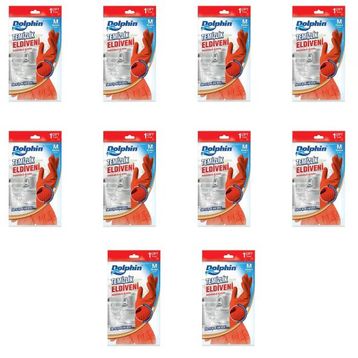Dolphin Kırmızı Orta Boy Medium 8-8,5 10 Paket Lateks Bulaşık Temizlik Eldiveni