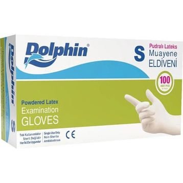 Dolphin Lateks Beyaz Small 100'lü Pudralı Eldiven