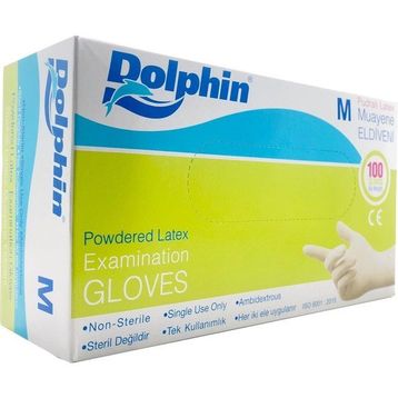 Dolphin Pudralı M 100'lü Lateks Eldiven (10 adet)