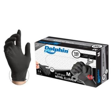 Dolphin Pudrasız Siyah M beden 100'lü Paket Nitril Eldiven