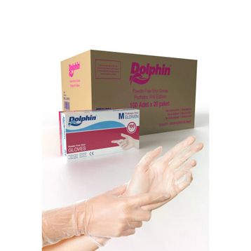 Dolphin Şeffaf Medium Orta Boy 100'lü Paket Pudrasız Vinil Tek Kullanımlık Eldiven