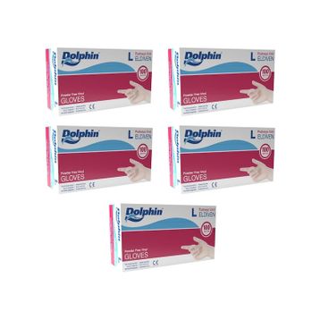 Dolphin Şeffaf Medium Orta Boy 100'lü Paket Pudrasız Vinil Tek Kullanımlık Eldiven