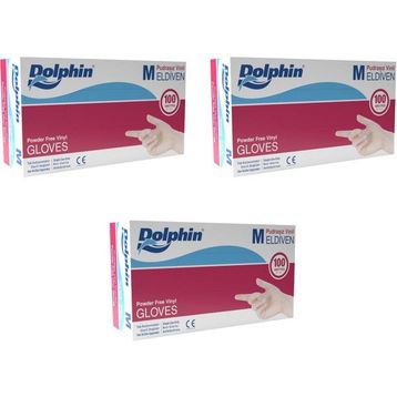 Dolphin Şeffaf Medium Orta Boy 100'lü Paket Pudrasız Vinil Tek Kullanımlık Eldiven