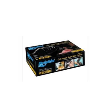 Dolphin Siyah Large 100'lü Çok Amaçlı Nitril Eldiven