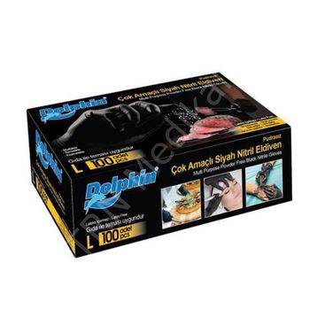 Dolphin Siyah Nitril Pudrasız 10 Adet Eldiven