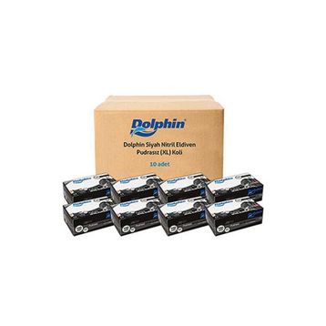 Dolphin Siyah Nitril Pudrasız 10 Adet Eldiven