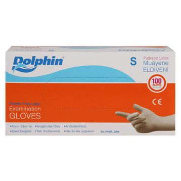 Dolphın Small 100'lü Pudrasız Lateks Muayene Eldıveni