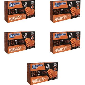 Dolphin Turuncu Orta Boy 50'li Nitril Powergrip Ekstra Kalın Elmas Dokulu Eldiven (5 adet)