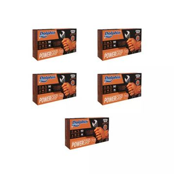 Dolphin Turuncu Orta Boy 50'li Nitril Powergrip Ekstra Kalın Elmas Dokulu Eldiven (5 adet)