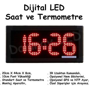 Dolunay 23 cm Led Dijital Led Saat Termometre