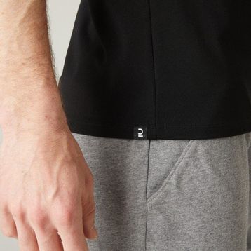 Domyos 500 Slim Fitness Hafif Antrenman Erkek Siyah Spor Tişörtü