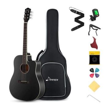 Donner DAG-1CB Siyah Cutaway Akustik Gitar Seti