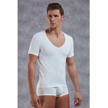 Doreanse 2820 Modal Derin V Yaka Kısa Kol Beyaz Erkek T-shirt
