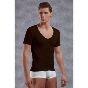 Doreanse 2820 Yırtık Yaka Kahverengi Erkek T-shirt