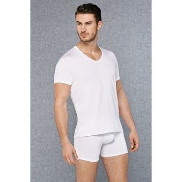 Doreanse 2865 Micromodal V Yaka Kısa Kol Beyaz Erkek T-shirt