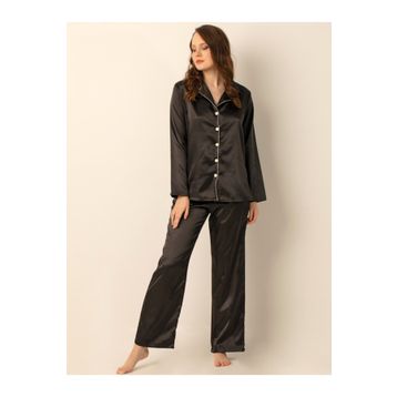 Doremi ESS2B002-000905 Uzun Kollu Saten Kadın Pijama Takımı