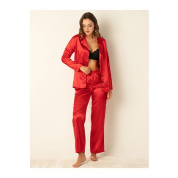 Doremi ESS2B002-000905 Uzun Kollu Saten Kadın Pijama Takımı