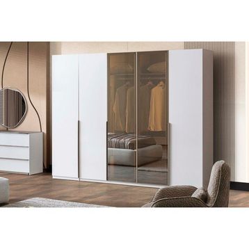Doressa Lobby Reflekte Camlı Beyaz Gardırop