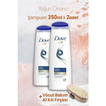 Dove 2x350 ml Yoğun Onarıcı Şampuan ve Vücut Bakım At Kılı Fırçası
