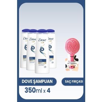 Dove 4x350 ml Yoğun Onarıcı Yıpranmış Saçlar İçin Şampuan ve Saç Fırçası