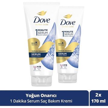 Dove Ultra Care 1 Minute Serum Yoğun Onarıcı 2x170 ml Saç Bakım Kremi