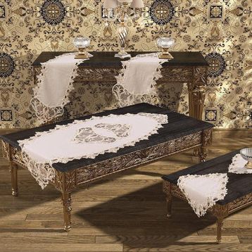 Dowry World Diamond 5 Parça Krem Salon Takımı