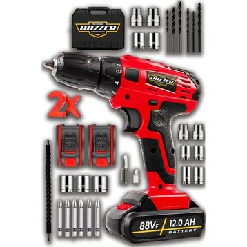 Dozzer Alman 12 V 2 Ah Süper Seri Çift Çelik Şanzuman 2 Akülü Darbeli Akülü Vidalama Şarjlı Matkap