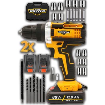 Dozzer Alman 88 VF 12 Ah Süper Seri Çift Çelik Şanzuman 2 Akülü Darbeli Vidalama Şarjlı Matkap