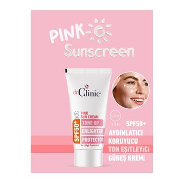Dr Clinic Pink Sunscreen SPF50+ Aydınlatıcı Koruyucu Ton Eşitleyici 50 ml Güneş Kremi