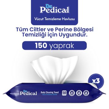 Dr.Pedical 150 Yaprak Beyaz Sabun Vücut Temizleme Havlusu
