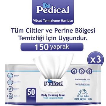 Dr.Pedical 150 Yaprak Beyaz Sabun Vücut Temizleme Havlusu