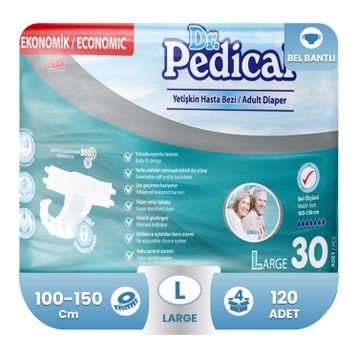 Dr.Pedical Belbantlı Large Beden Büyük Boy 120 Adet Hasta Bezi