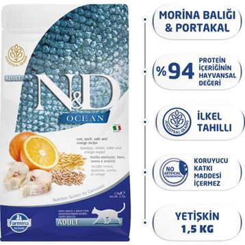 Dr. Sacchi N-D Ocean Düşük Tahıllı Balıklı Portakallı 5 kg Yetişkin Kedi Maması