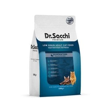 Dr.Sacchi Premium Somonlu ve Ton Balıklı Düşük Tahıllı 1 kg Yetişkin Kuru Kedi Maması