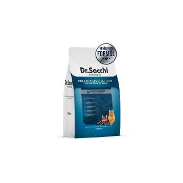 Dr.Sacchi Premium Somonlu ve Ton Balıklı Düşük Tahıllı 1 kg Yetişkin Kuru Kedi Maması