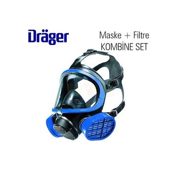 Drager 5500 Tam Yüz Gaz Maskesi ve ABEK1 Filtreli Kombine Set