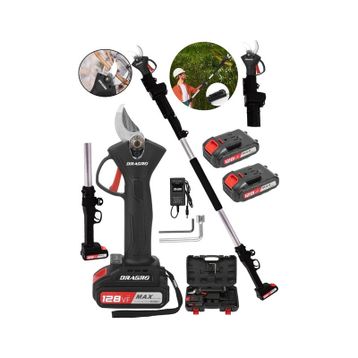 Dragro DRG-128MT Siyah 128Vf 10Ah 2 Metre Teleskopik Uzatma Akülü Bağ Dal Budama Kesme Makası