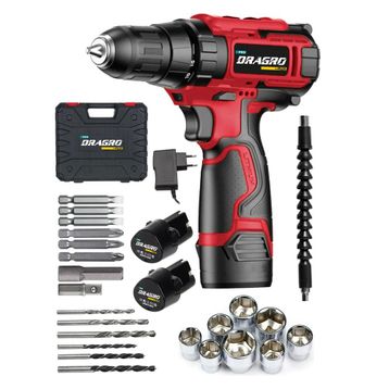 Dragro Germany 58 V 8 Ah Metal Şanzuman Bakır Sargılı Kırmızı Çift Akülü Vidalama Matkap