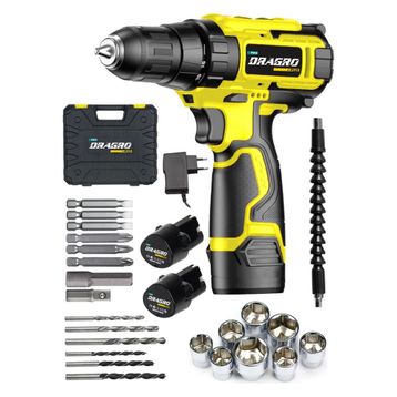 Dragro Germany 58 V 8 Ah Metal Şanzuman Bakır Sargılı Sarı Çift Akülü Vidalama Matkap