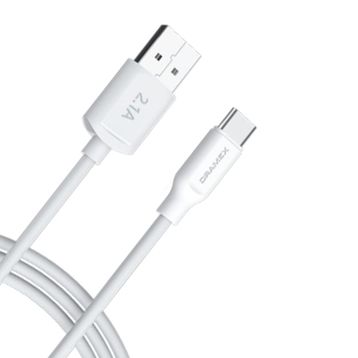Dramex D21MK 2.1A 1 mt Beyaz Micro USB Data Şarj Kablosu
