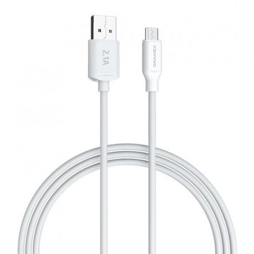 Dramex D21MK 2.1A 1 mt Beyaz Micro USB Data Şarj Kablosu