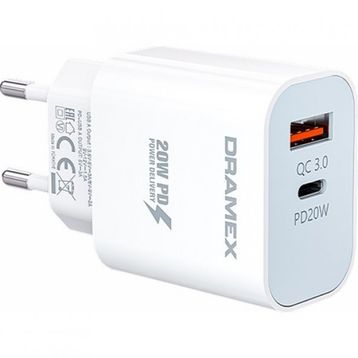 Dramex DPQ20B Quantum Usb + Type-C QC3.0 PD 20W Beyaz Hızlı Şarj Adaptörü