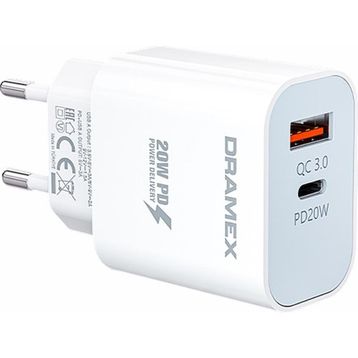 Dramex DPQ20B Quantum Usb + Type-C QC3.0 PD 20W Beyaz Hızlı Şarj Adaptörü