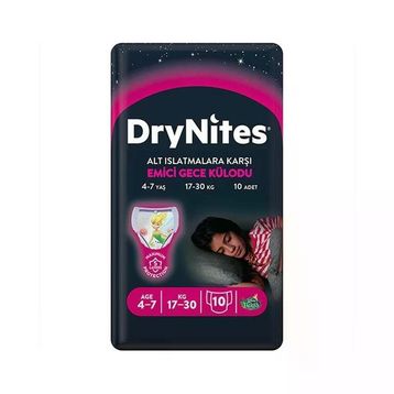 Drynites Kız 4-7 Yaş 17-30 kg 10 Adet Emici Gece Külodu
