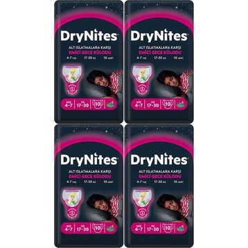 Drynites Kız 4-7 Yaş 17-30 kg 4x10 40 Adet Emici Gece Külodu